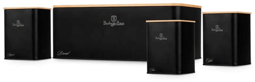 Broodtrommel en set van 4 voedselbewaarbakjes uit de Matte Black Collection