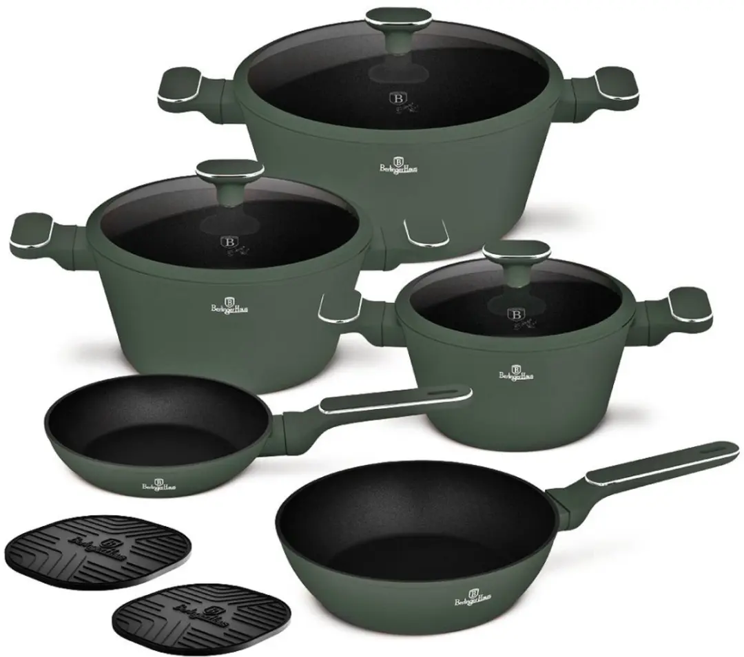 Servies set met titaniumlaag, 10-delig, Matte Green Collection