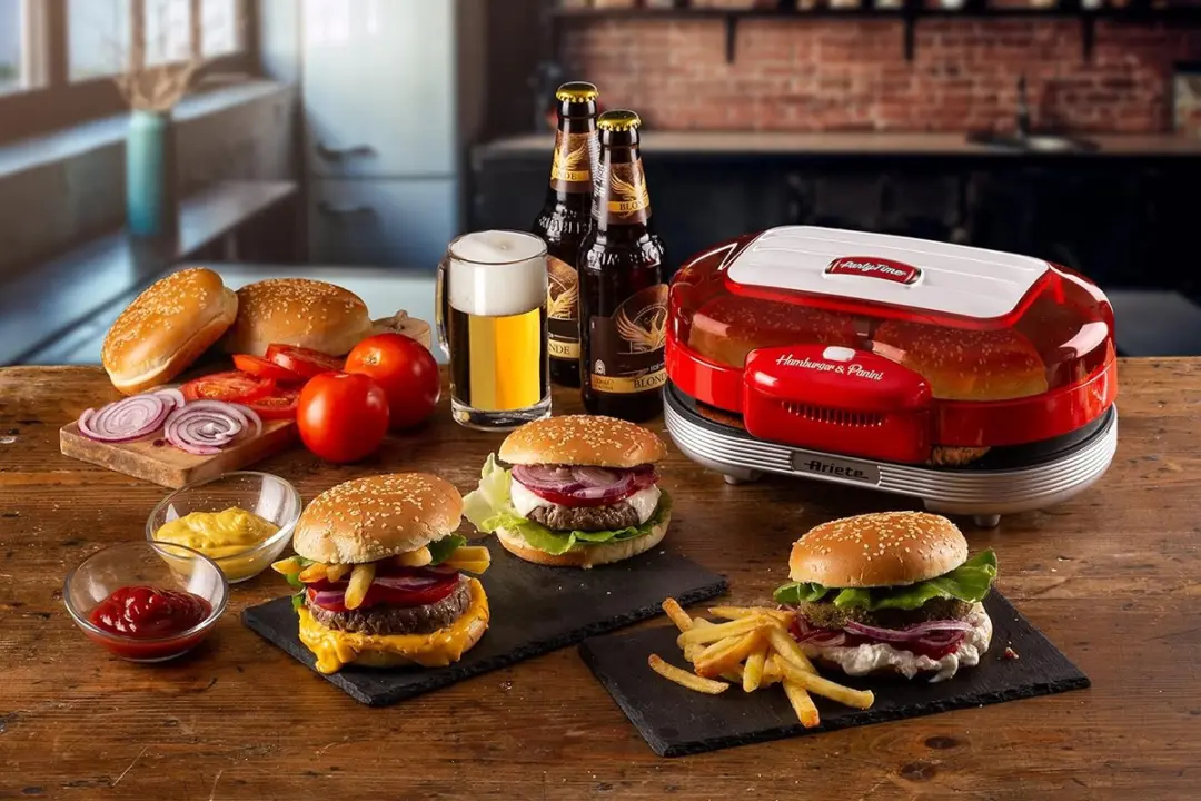 Ariete 50's Style Hamburgermaker 1200W - Rood - afbeelding 3 van 6