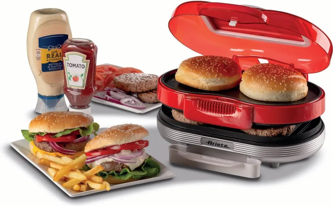 Ariete 50's Style Hamburgermaker 1200W - Rood - afbeelding 5 van 6