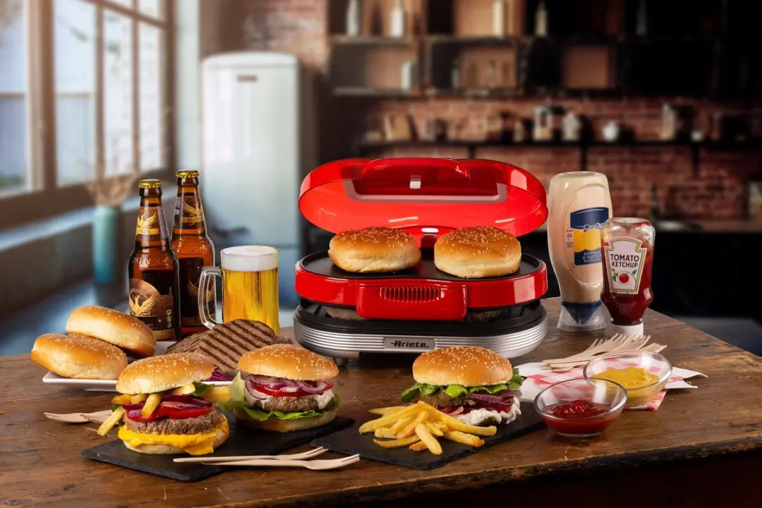 Ariete 50's Style Hamburgermaker 1200W - Rood - afbeelding 4 van 6