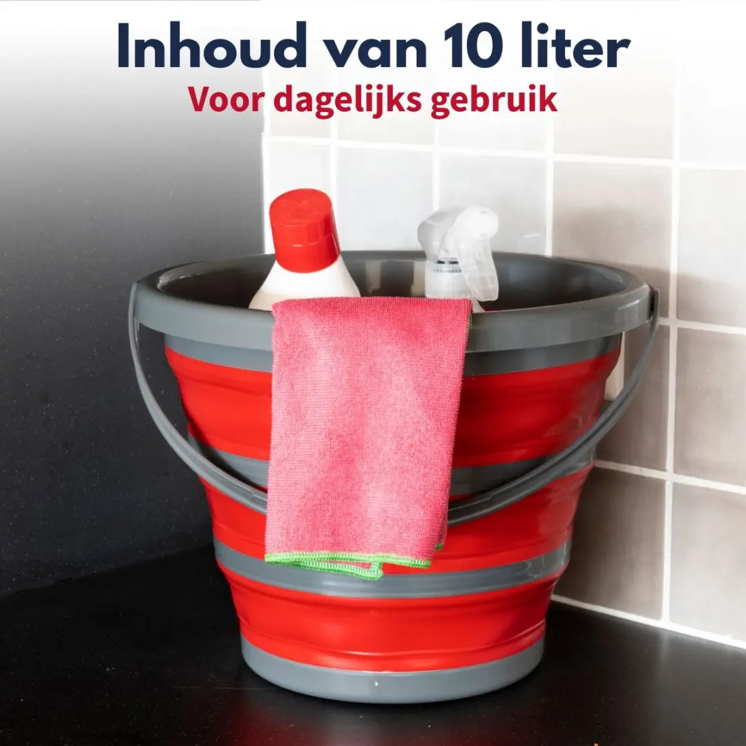 Dirt Devil Opvouwbare Emmer 10 Liter - Rood - afbeelding 4 van 6