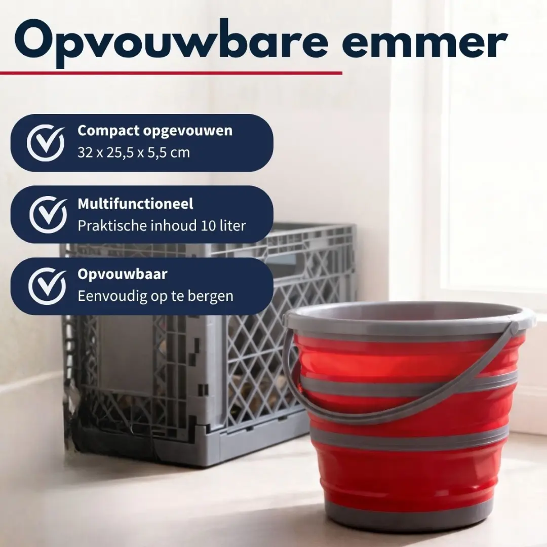 Dirt Devil Opvouwbare Emmer 10 Liter - Rood - afbeelding 6 van 6