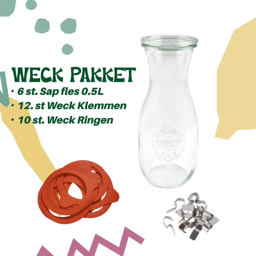 Weckpot set / Weck Sap fles 0,5L/ Weckringen / Inmaakringen/ ø60 / 10st. Ringen