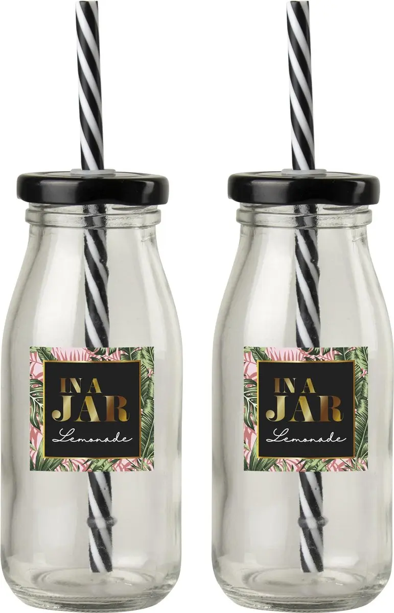 Gusta Fles 0,25L + rietje 4dlg In a jar