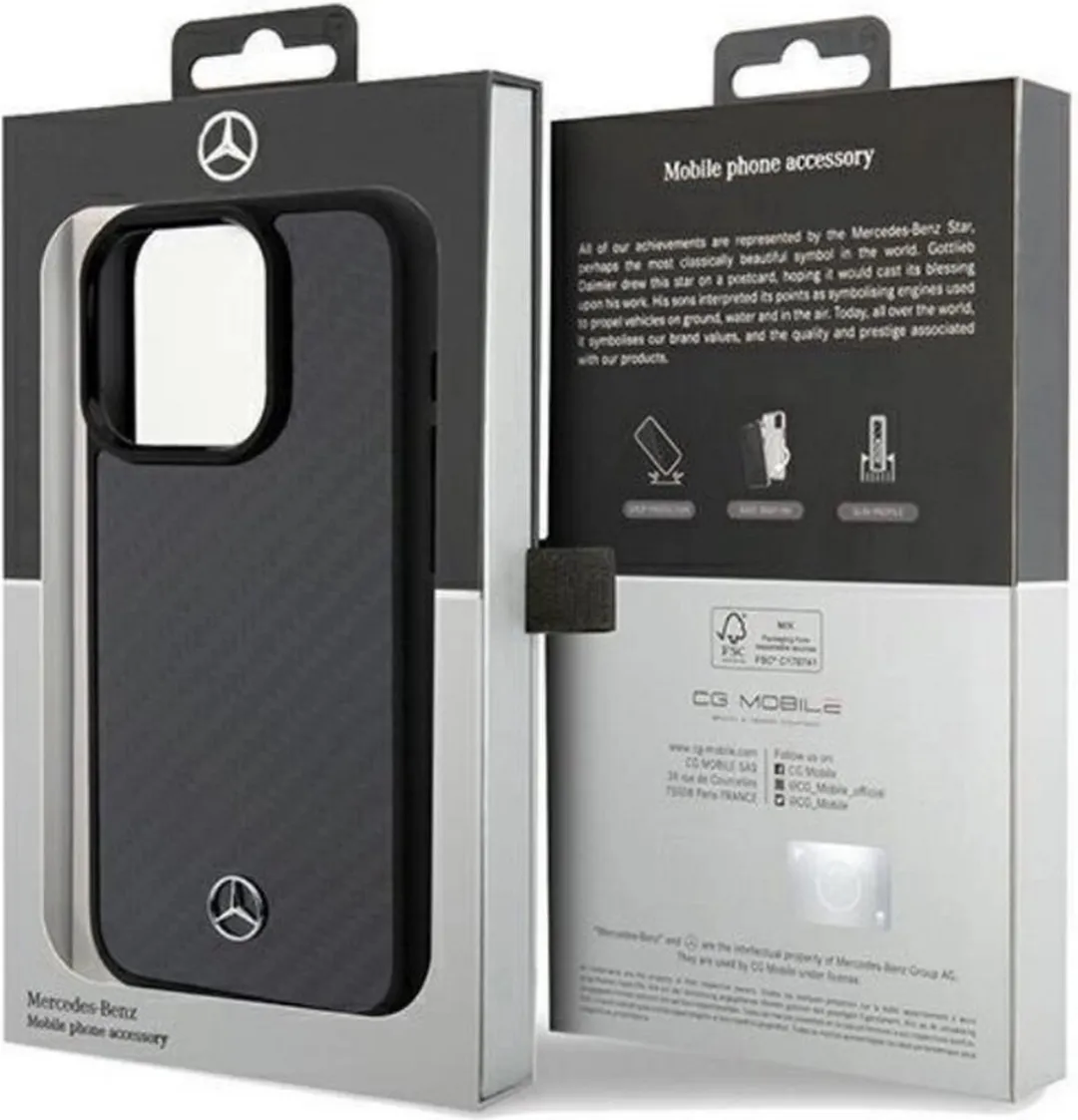 Mercedes-Benz Carbon Back Case iPhone 15 Pro - Zwart