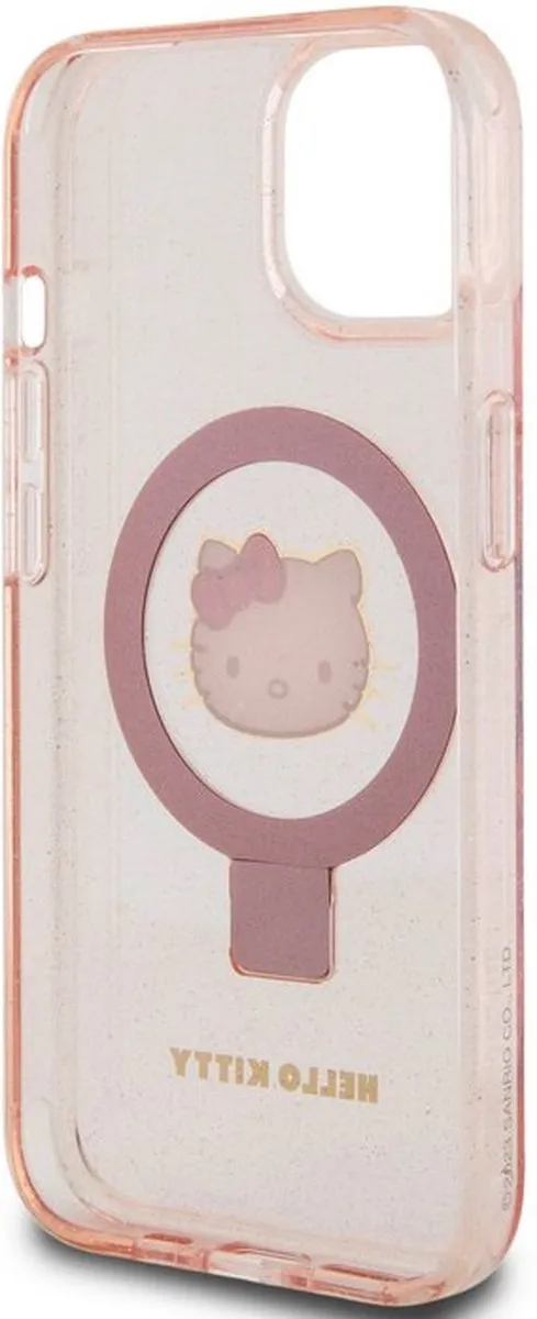 Hello Kitty Ring Stand Back Case MagSafe iPhone 15 - Roze - afbeelding 2 van 6