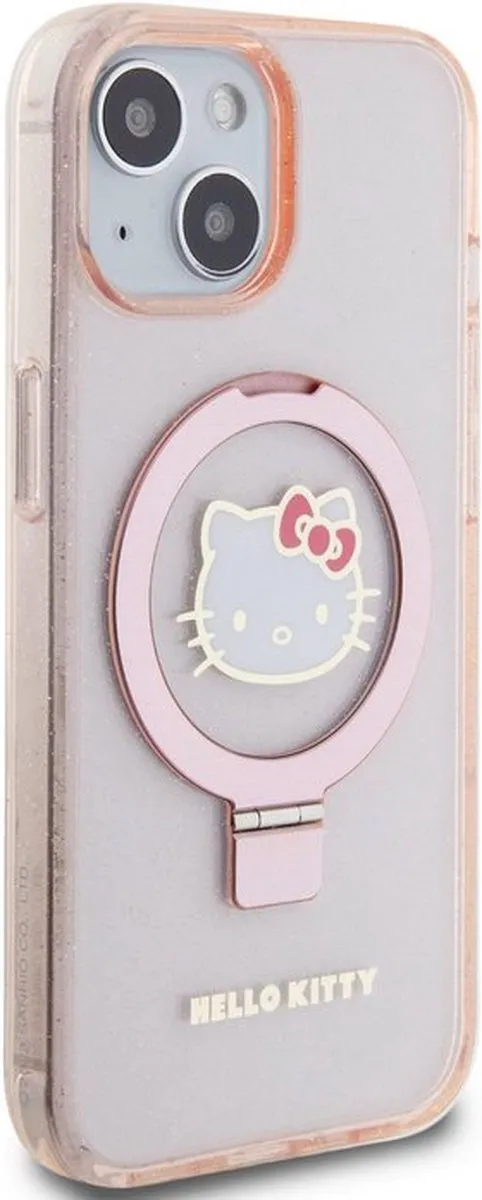 Hello Kitty Ring Stand Back Case MagSafe iPhone 15 - Roze - afbeelding 3 van 6
