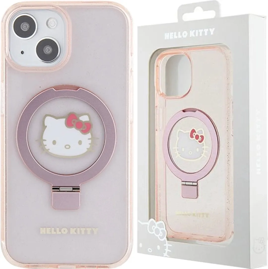Hello Kitty Ring Stand Back Case MagSafe iPhone 15 - Roze - afbeelding 6 van 6