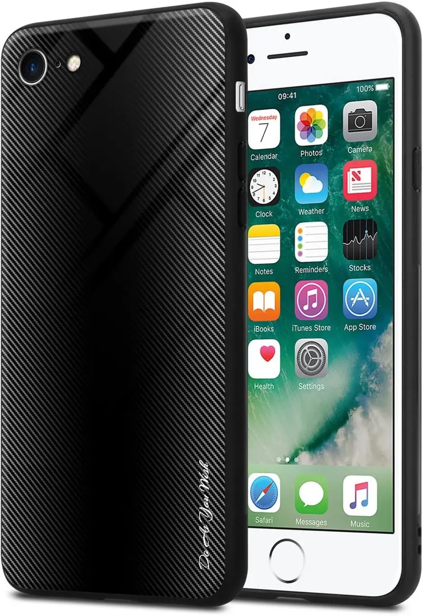 Cadorabo Hoesje geschikt voor Apple iPhone 7 / 7S / 8 / SE 2020 in OPAAL ZWART