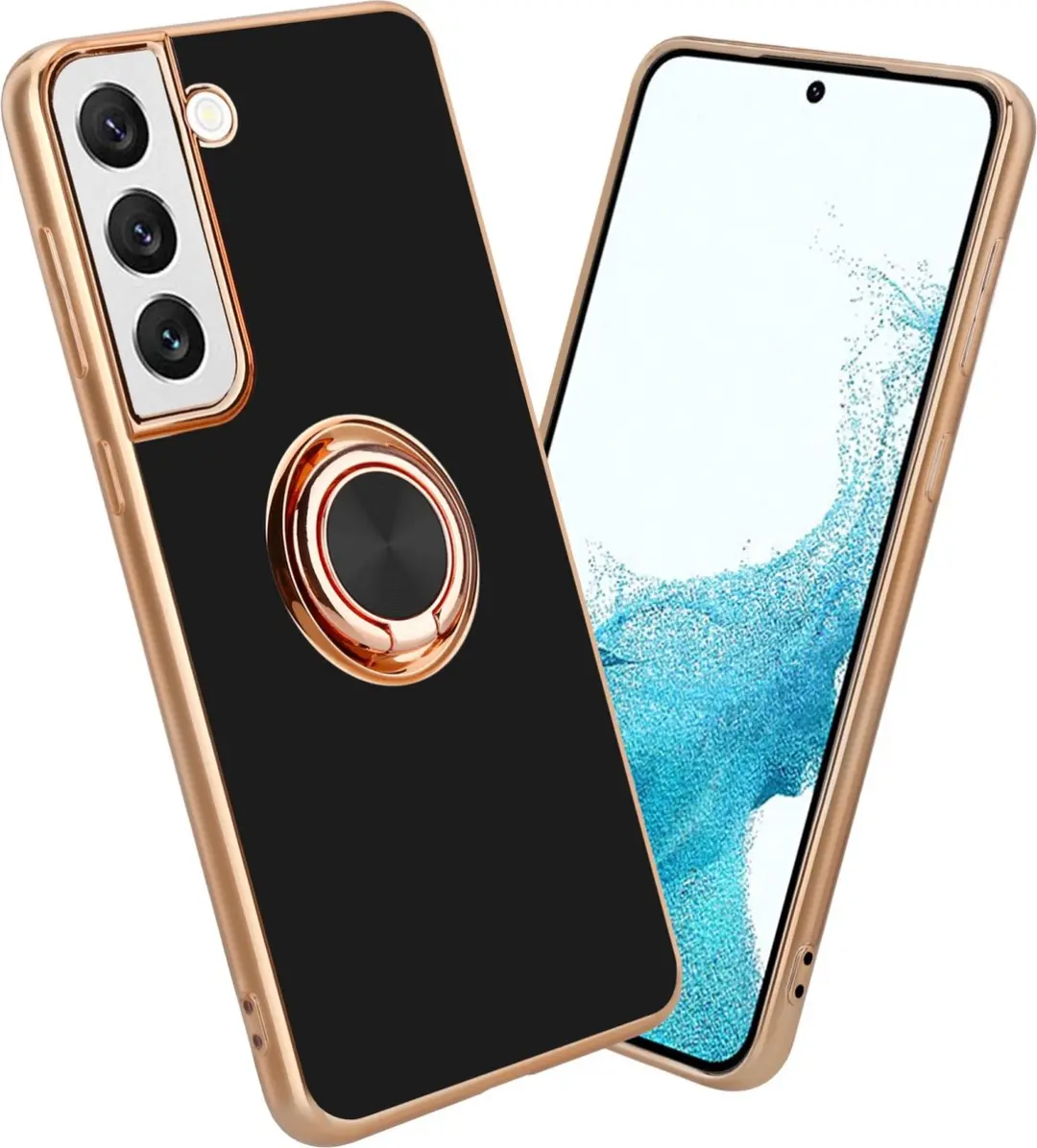 Cadorabo Hoesje geschikt voor Samsung Galaxy S21 5G in Glossy Zwart