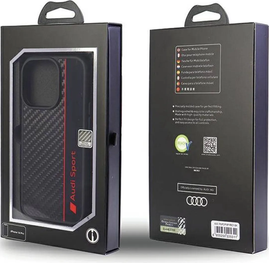 Audi Sport Carbon Back Case - iPhone 14 Pro Max - Zwart
