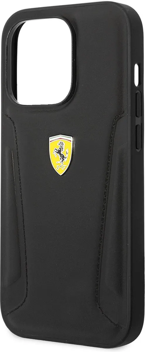 Ferrari iPhone 14 Pro Max Hoesje - Effen Zwart Leer