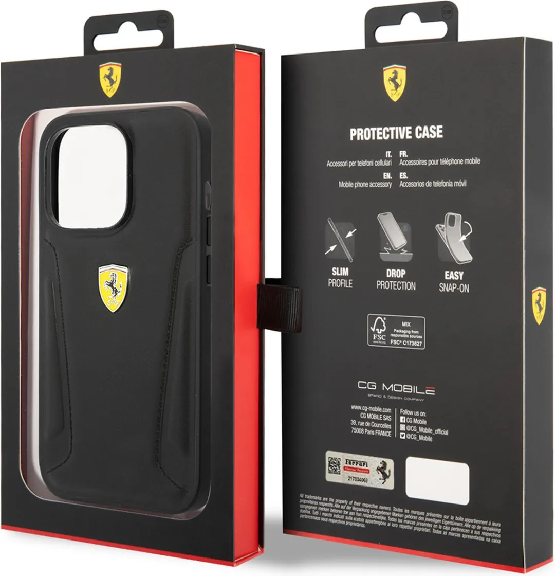 Ferrari iPhone 14 Pro Max Hoesje - Effen Zwart Leer - afbeelding 6 van 6