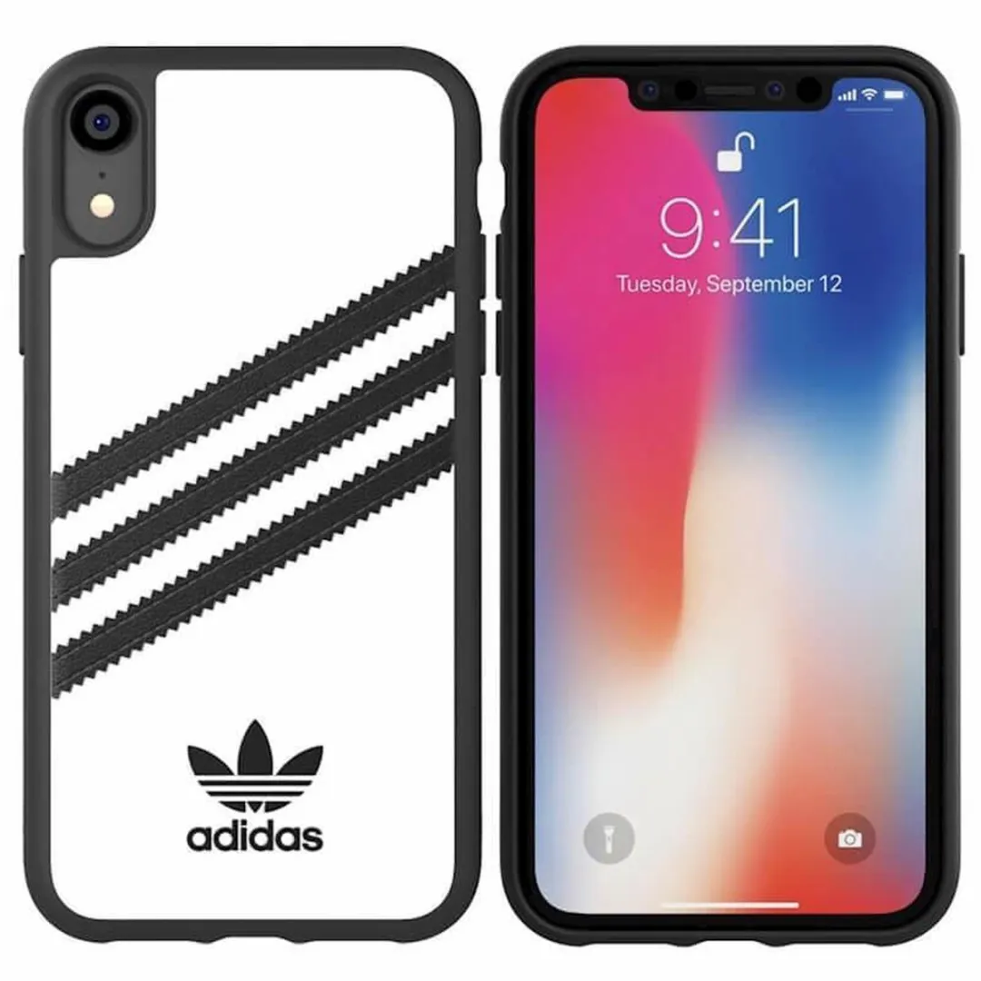 Adidas Moulded Case Strepen Beschermhoes iPhone XR - Wit/Zwart