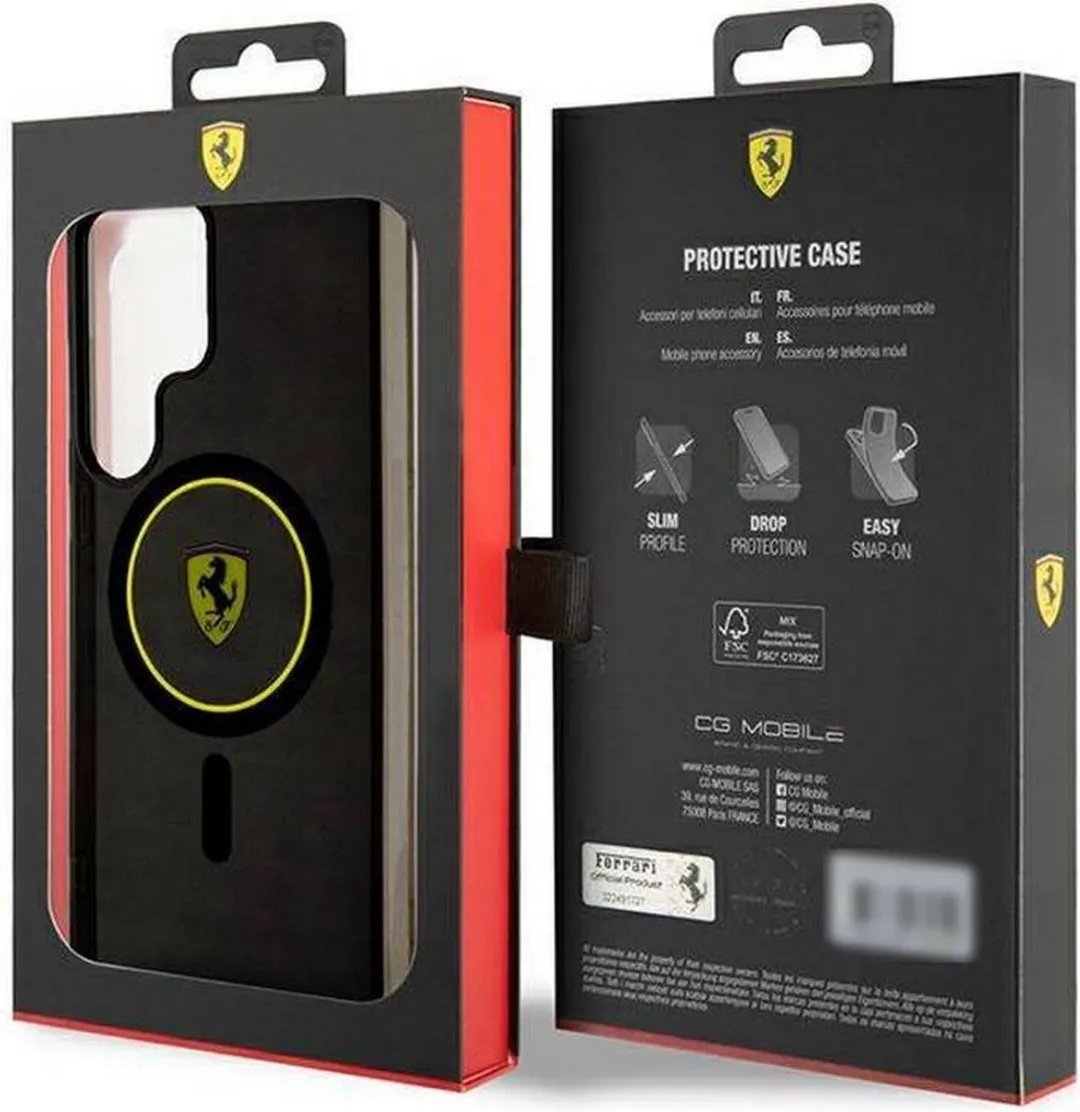 Ferrari IML Back Case FES24UIMLBK - Samsung Galaxy S24 Ultra - MagSafe - Zwart