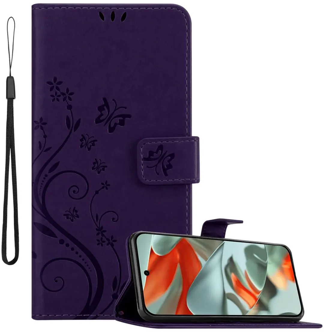 Cadorabo Hoesje geschikt voor Google Pixel 9 PRO XL in BLOEMEN DONKER PAARS