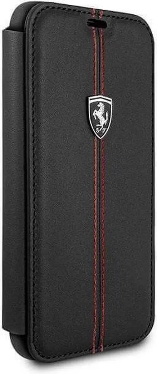 Ferrari Heritage Vertical Stripe Book Hoesje iPhone X/XS - 3 Pasjes - Zwart