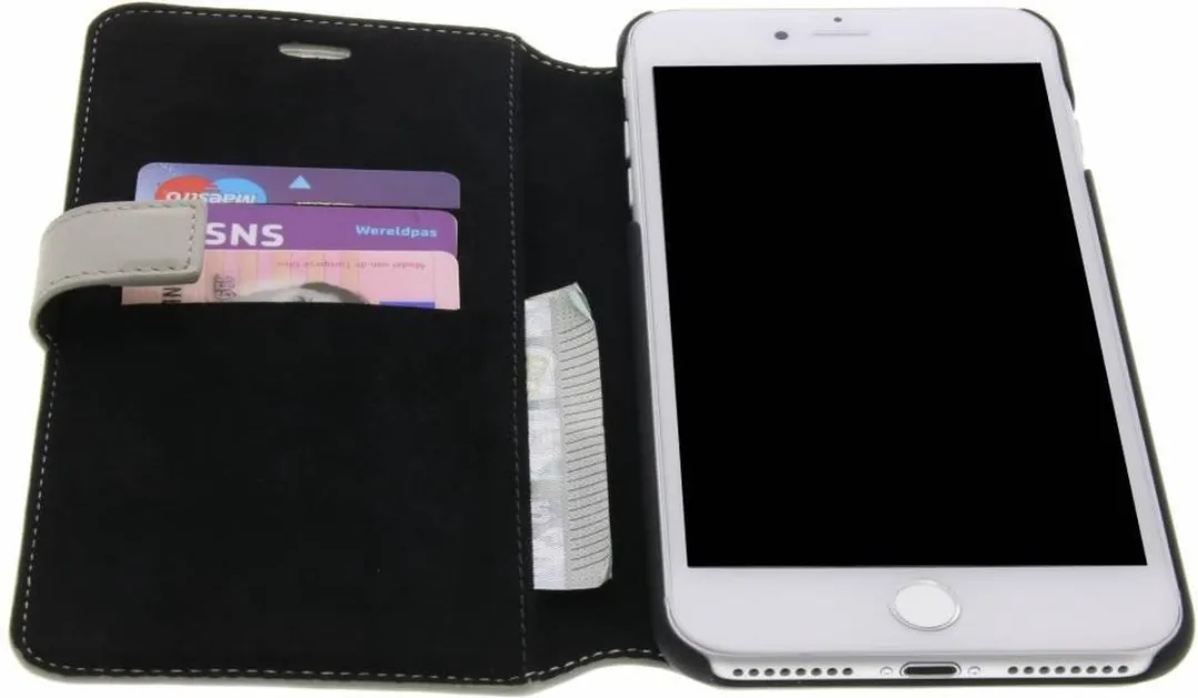 Mercedes-Benz Perforated Leather Book Case - iPhone 7/8 Plus Grijs