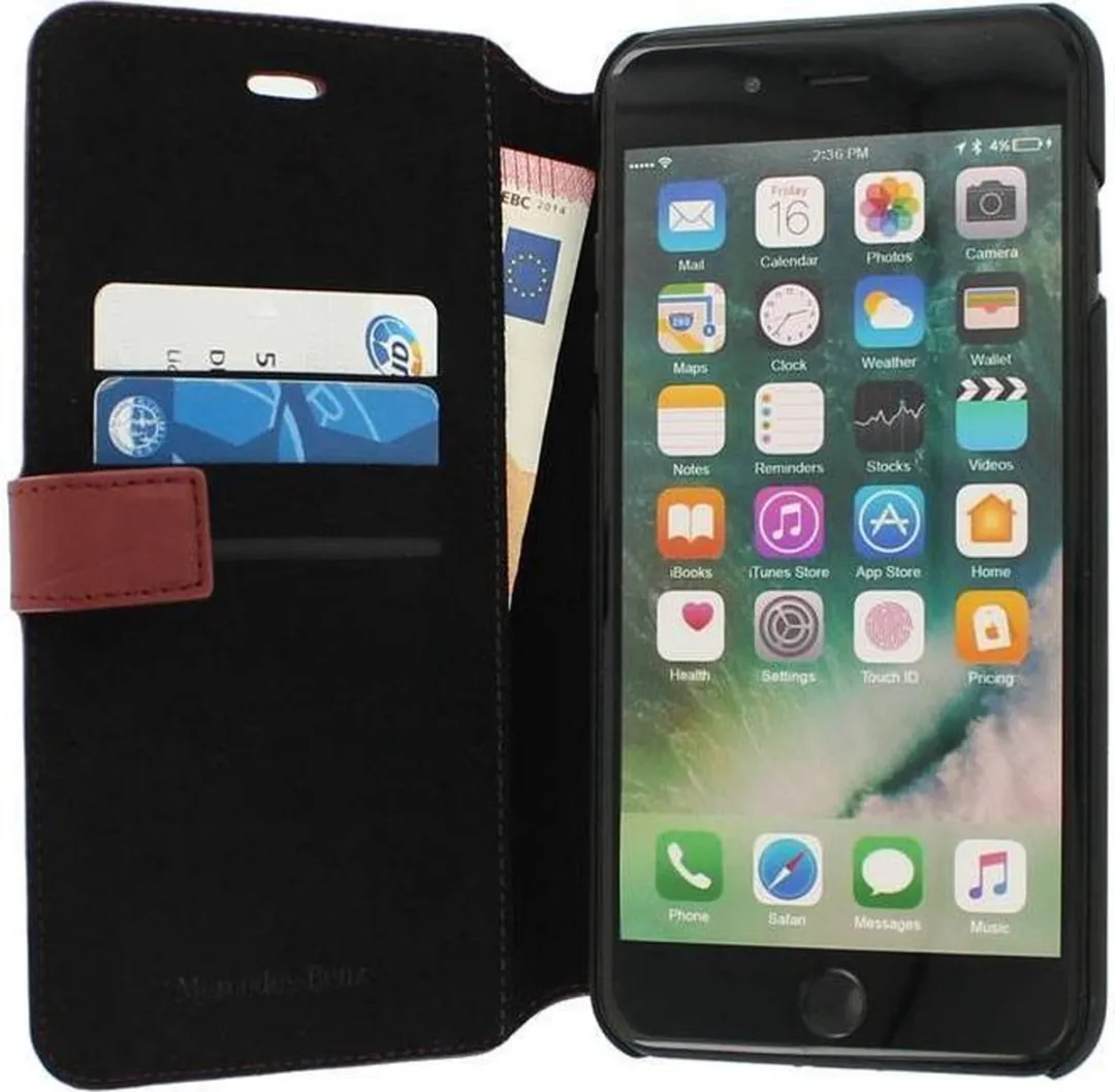Mercedes-Benz Organic Leather Book Case iPhone 7/8 Plus - Rood