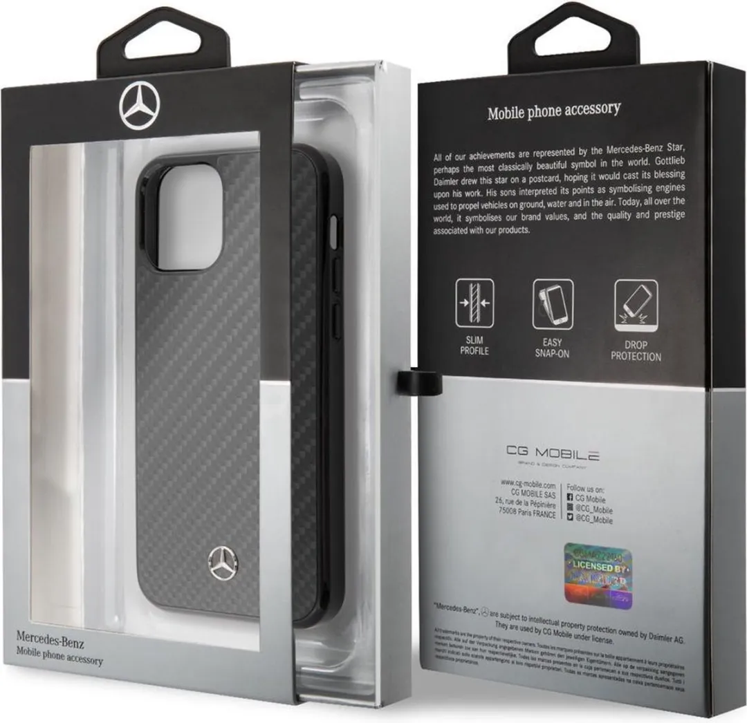 Mercedes-Benz iPhone 12 Mini Hoesje - Effen Zwart Carbon