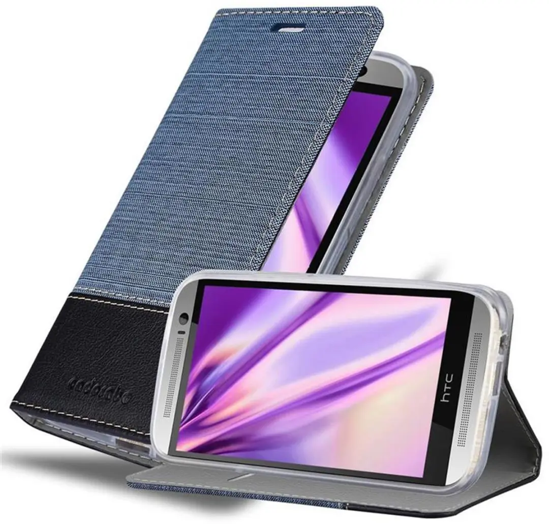 Cadorabo Hoesje geschikt voor HTC ONE M8 in DONKERBLAUW ZWART