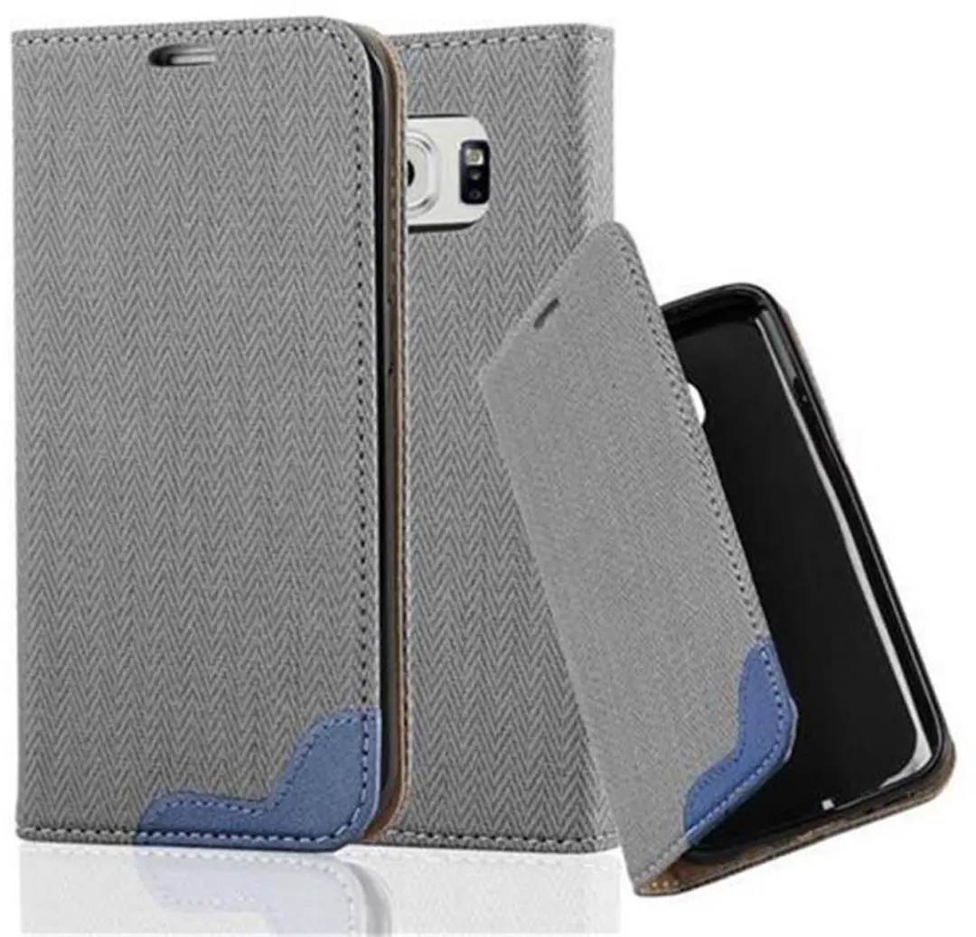 Cadorabo Hoesje geschikt voor Samsung Galaxy S6 EDGE in GRIJS BLAUW