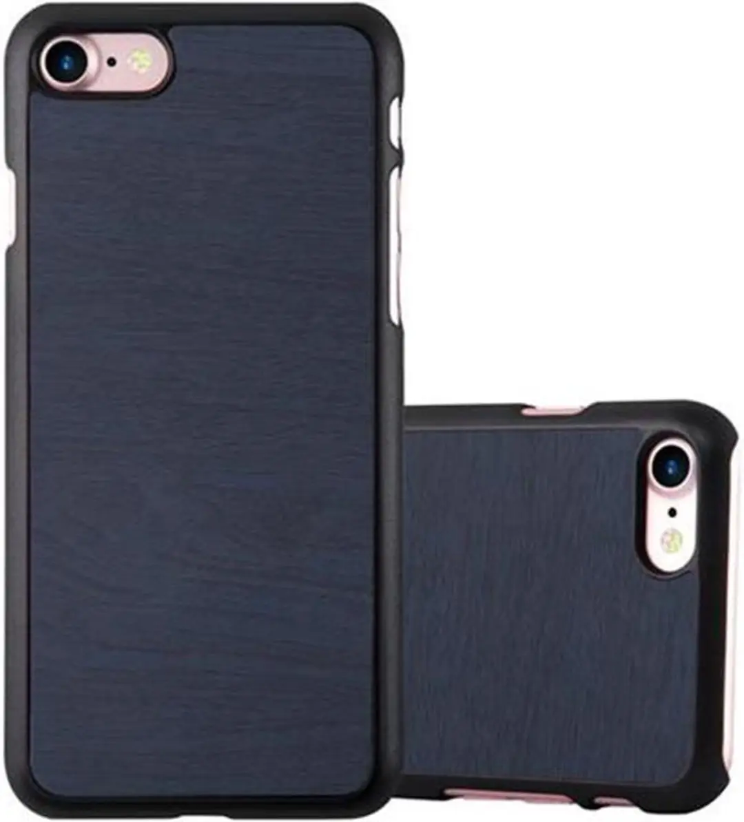 Cadorabo Hoesje geschikt voor Apple iPhone 7 / 7S / 8 / SE 2020 in WOODEN BLAUW - Beschermhoes gemaakt van flexibel TPU silicone Case Cover