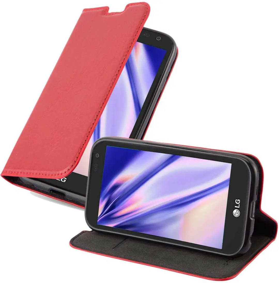 Cadorabo Hoesje geschikt voor LG K3 2017 in APPEL ROOD - Beschermhoes met magnetische sluiting, standfunctie en kaartvakje Book Case Cover Etui