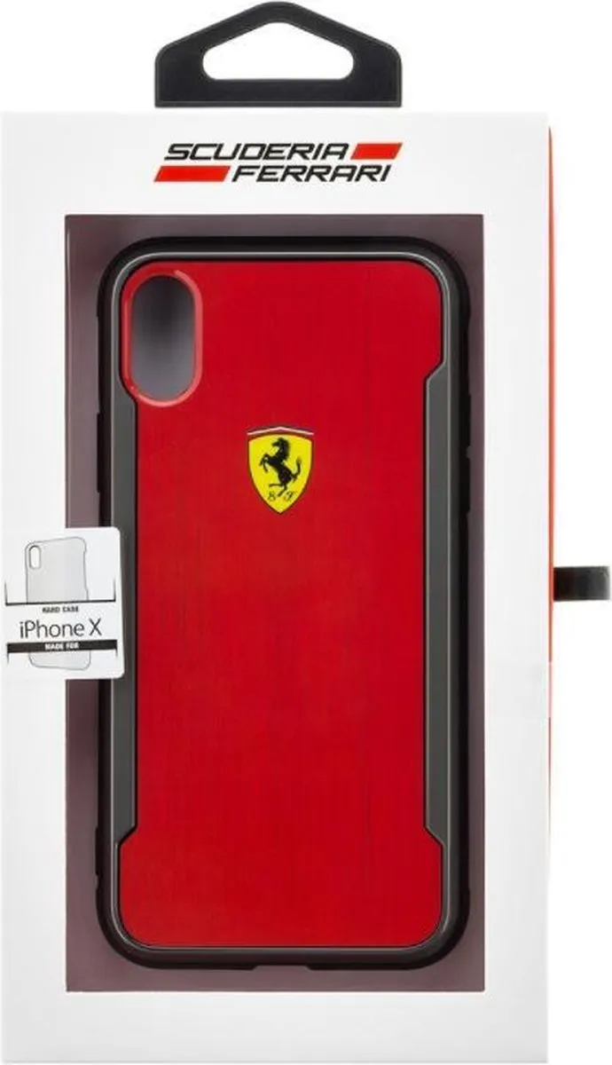 Ferrari Racking Aluminium Back Case FEHCAHXRE - iPhone X/XS Rood