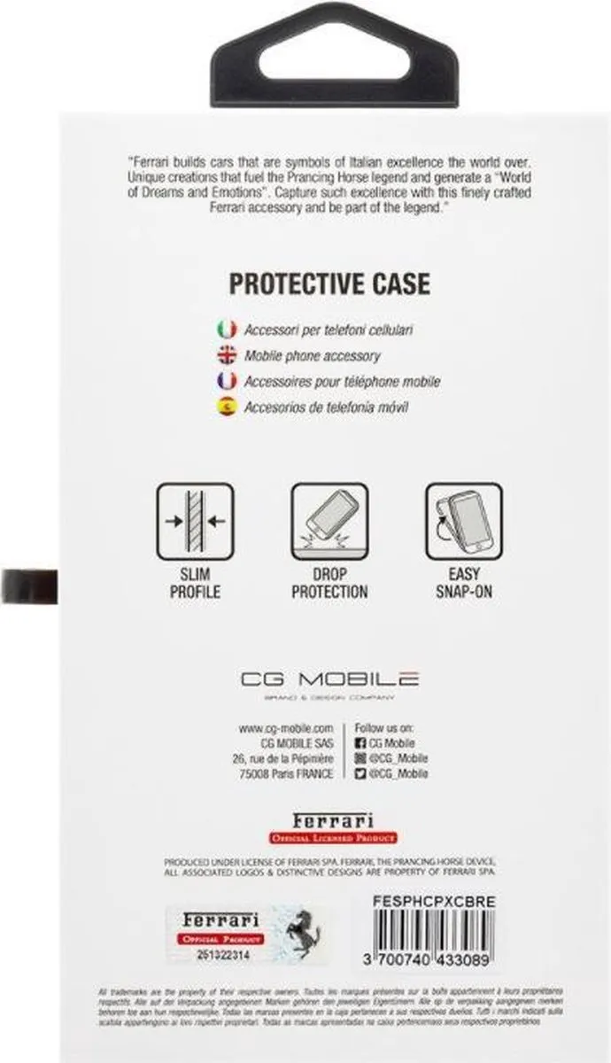 Ferrari Racking Aluminium Back Case FEHCAHXRE - iPhone X/XS Rood