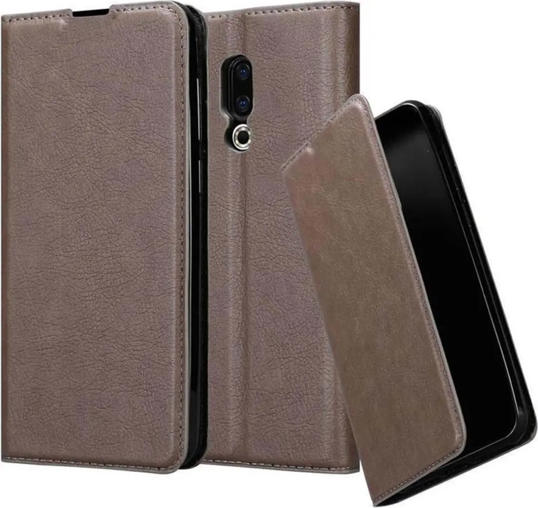 Cadorabo Hoesje geschikt voor MEIZU 16 in KOFFIE BRUIN - Beschermhoes met magnetische sluiting, standfunctie en kaartvakje Book Case Cover Etui
