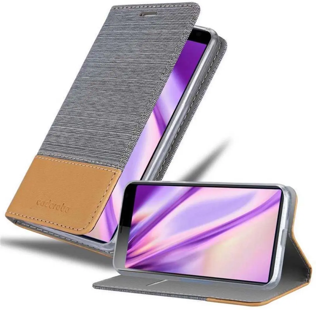 Cadorabo Hoesje geschikt voor Sony Xperia 10 PLUS in LICHTGRIJS BRUIN - Beschermhoes met magnetische sluiting, standfunctie en kaartvakje Book Case Cover Etui