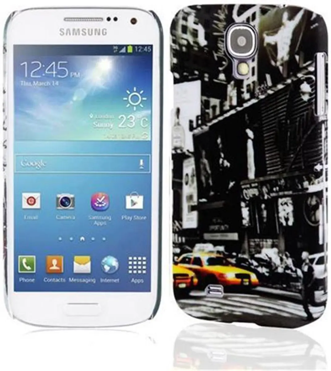 Cadorabo Hoesje geschikt voor Samsung Galaxy S4 MINI met NEW YORK CAB opdruk