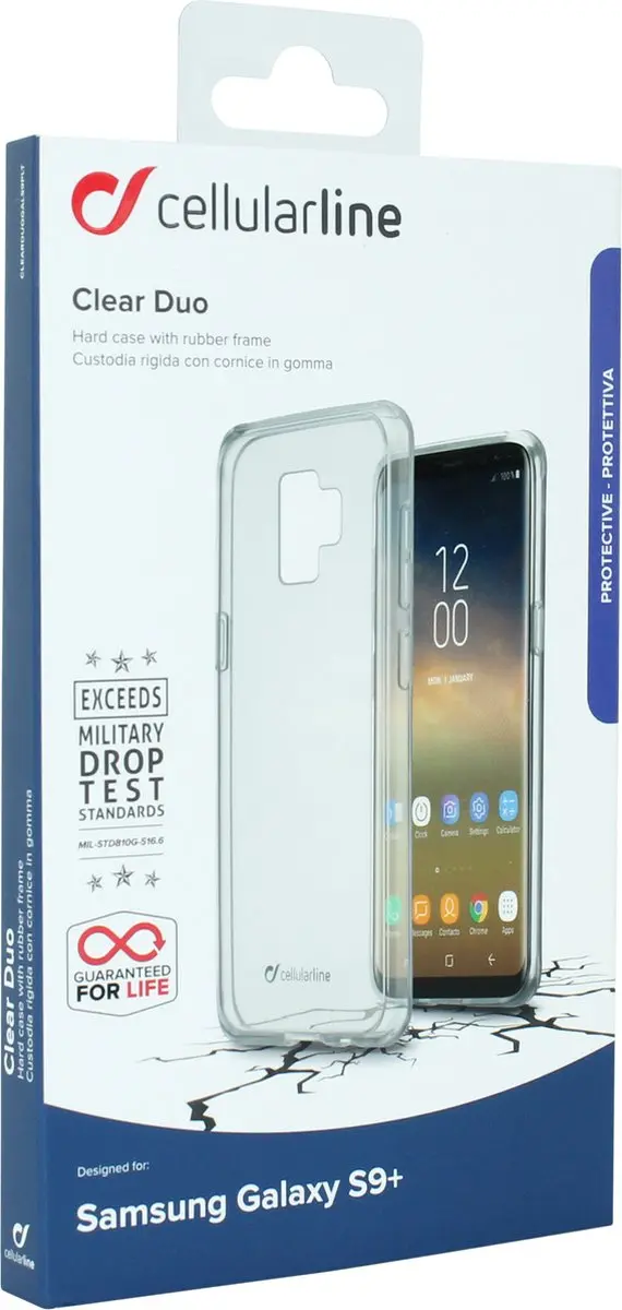 Cellularline Clearduogals9Plt Backcover Galaxy S9+ Transparant