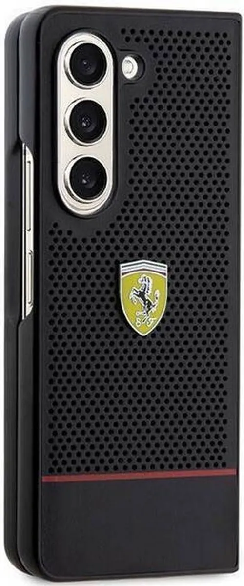 Ferrari Perforated Line Back Case Zwart - Samsung Galaxy Z Fold 5