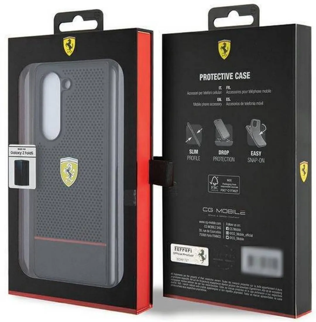 Ferrari Perforated Line Back Case Zwart - Samsung Galaxy Z Fold 5