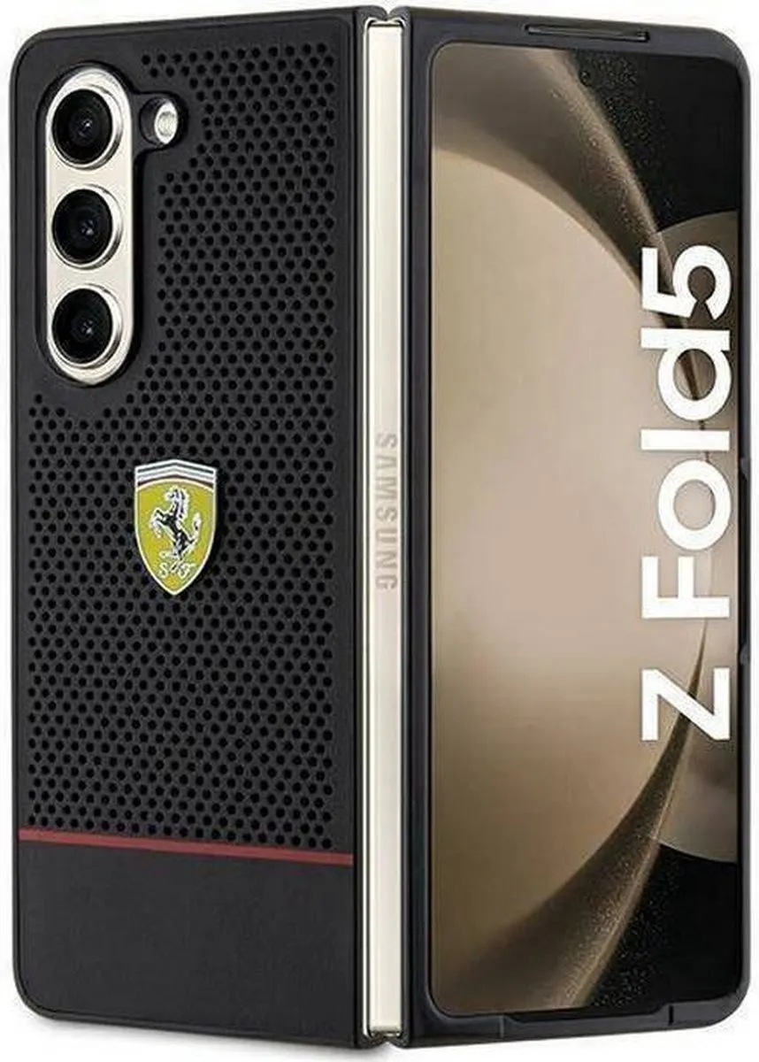 Ferrari Perforated Line Back Case Zwart - Samsung Galaxy Z Fold 5 - afbeelding 6 van 6