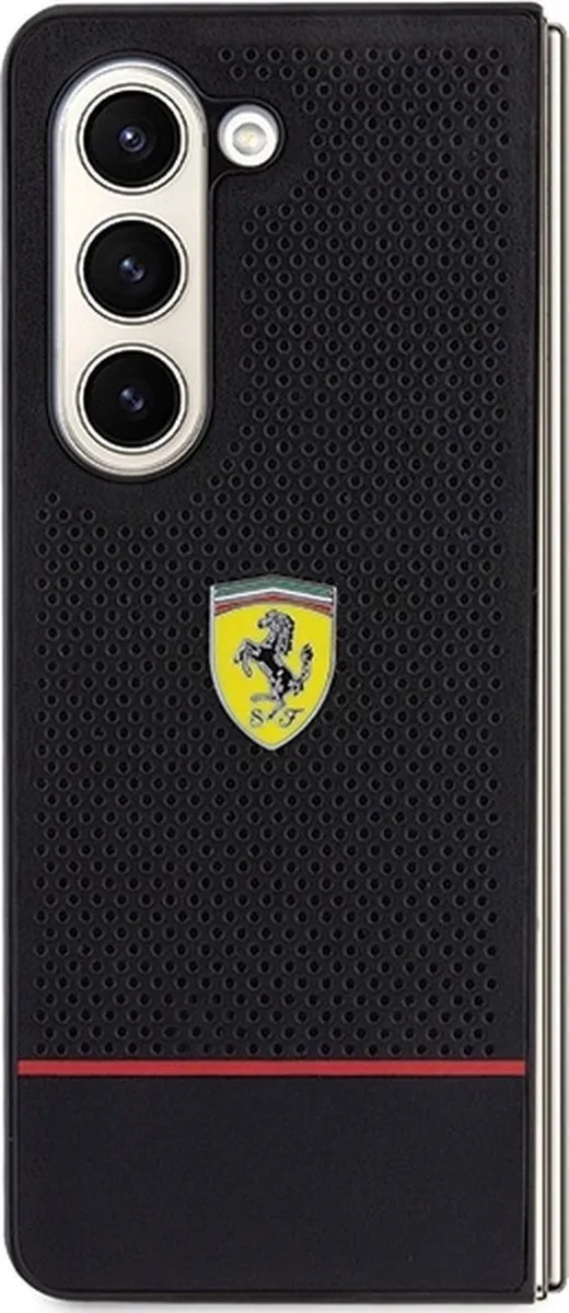 Ferrari Perforated Line Back Case Zwart - Samsung Galaxy Z Fold 5
