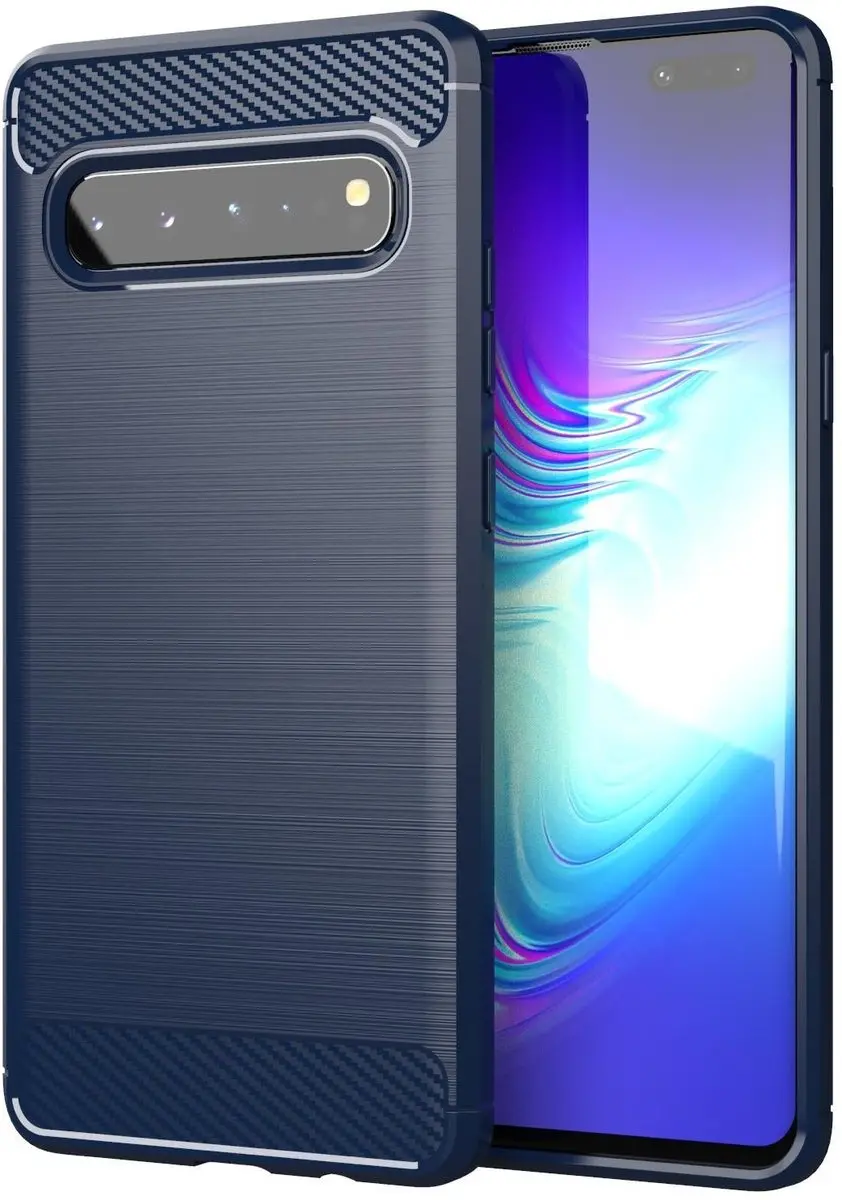 Cadorabo Hoesje geschikt voor Samsung Galaxy S10 5G in BRUSHED BLAUW