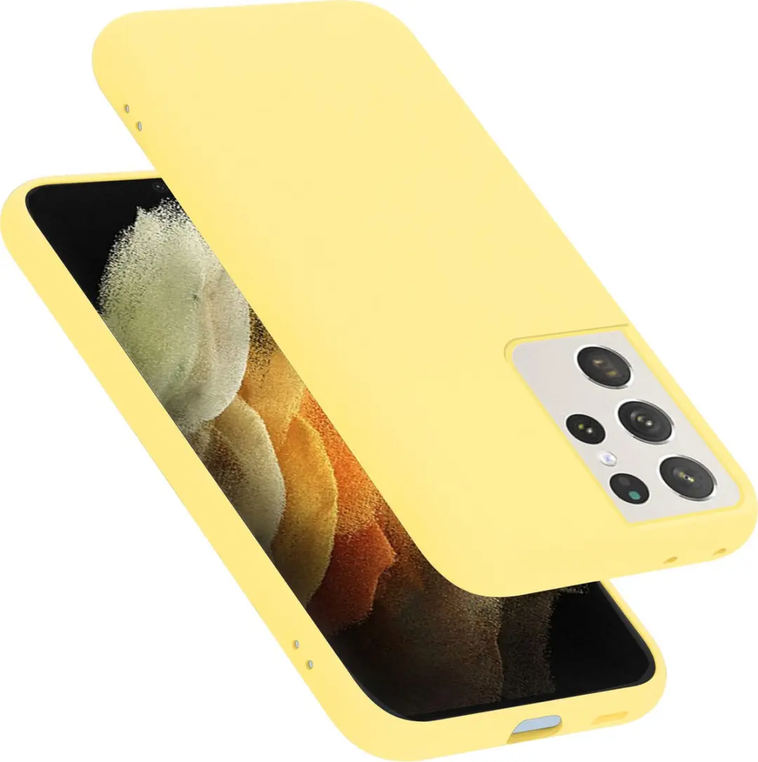 Cadorabo Hoesje geschikt voor Samsung Galaxy S21 ULTRA in LIQUID GEEL