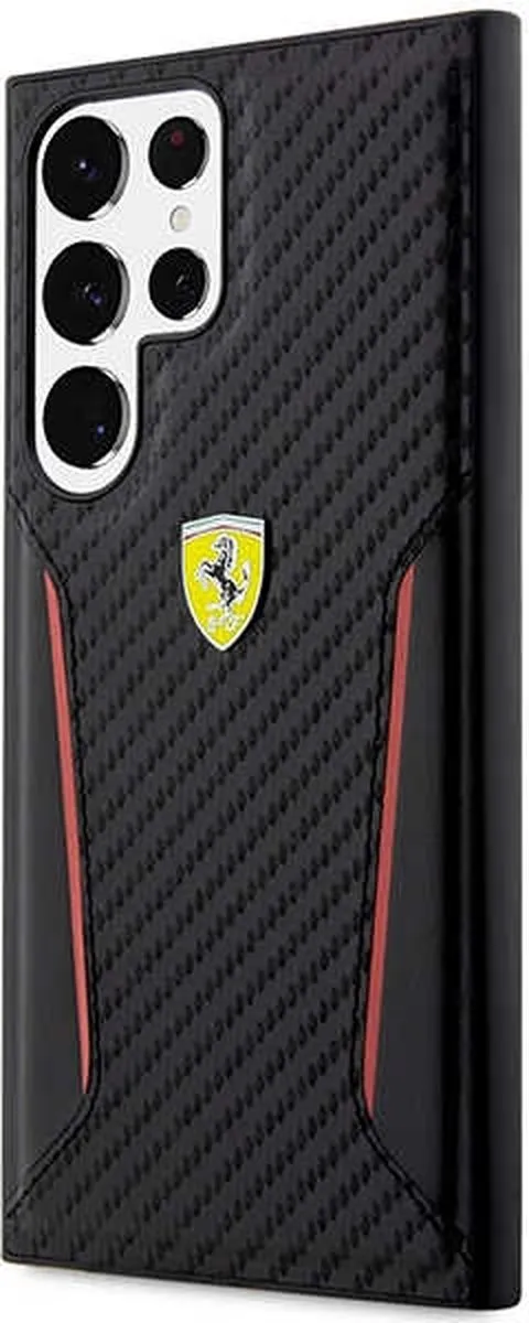 Ferrari Carbon Achterkant Hoesje - Samsung Galaxy S23 Ultra - Zwart