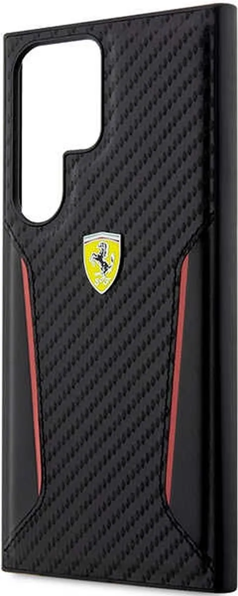 Ferrari Carbon Achterkant Hoesje - Samsung Galaxy S23 Ultra - Zwart