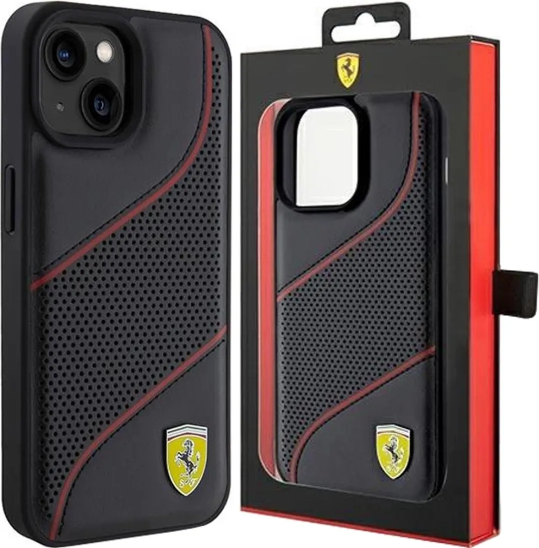 Ferrari PU Leather iPhone 15 Hoes - Zwart - afbeelding 6 van 6