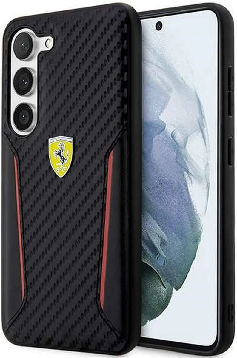 Ferrari Carbon Achterhoes Samsung Galaxy S23 - Zwart