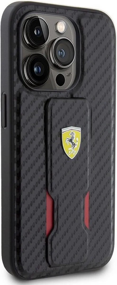 Ferrari Carbon Grip Back Case - iPhone 15 Pro Max - Zwart