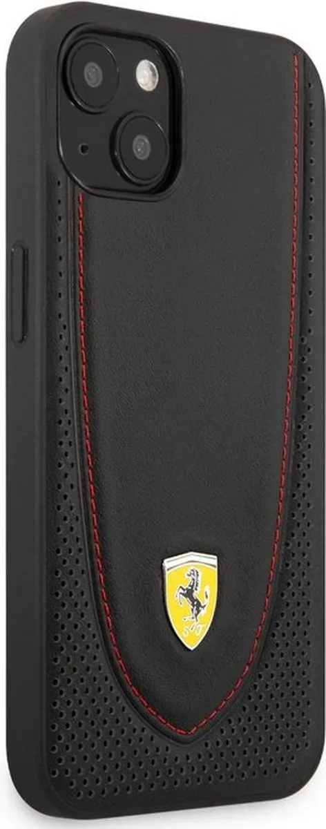 Ferrari Leather Curved Line Hoesje FESCI1354BK - iPhone 13 Mini - Zwart