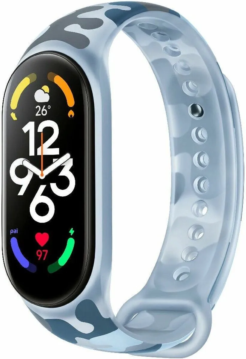 Xiaomi Siliconen Horlogebandje Mi Band 7 - Camo Blauw