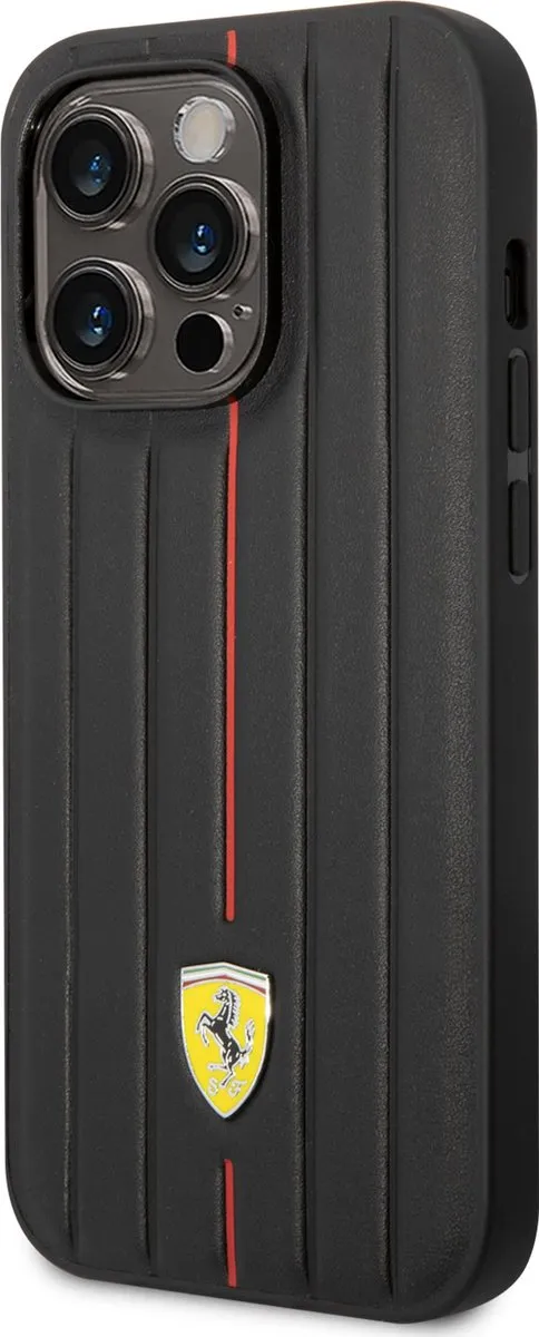 Ferrari iPhone 14 Pro Hoesje - Zwart Hot Stamp Red Line - 3666339062347