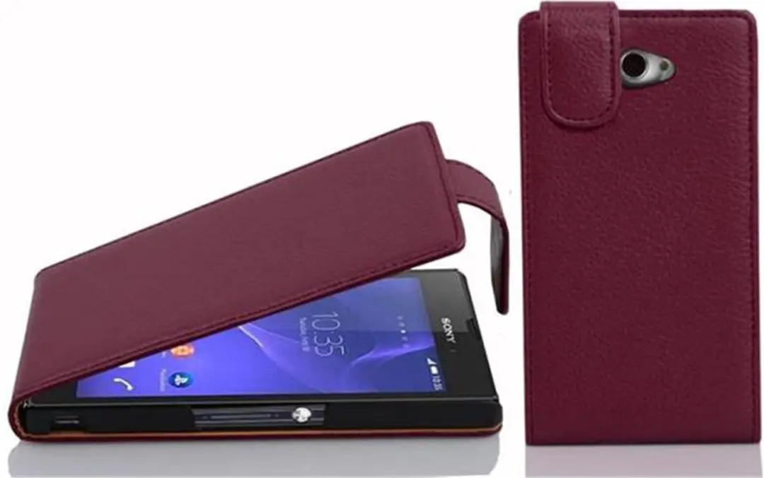 Cadorabo Hoesje geschikt voor Sony Xperia M2 / M2 AQUA in BORDEAUX PAARS
